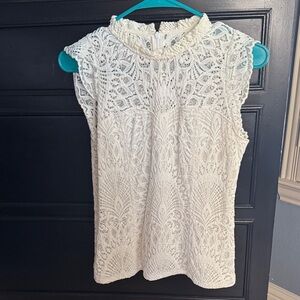 White House Black Market Ivory Lace Blouse